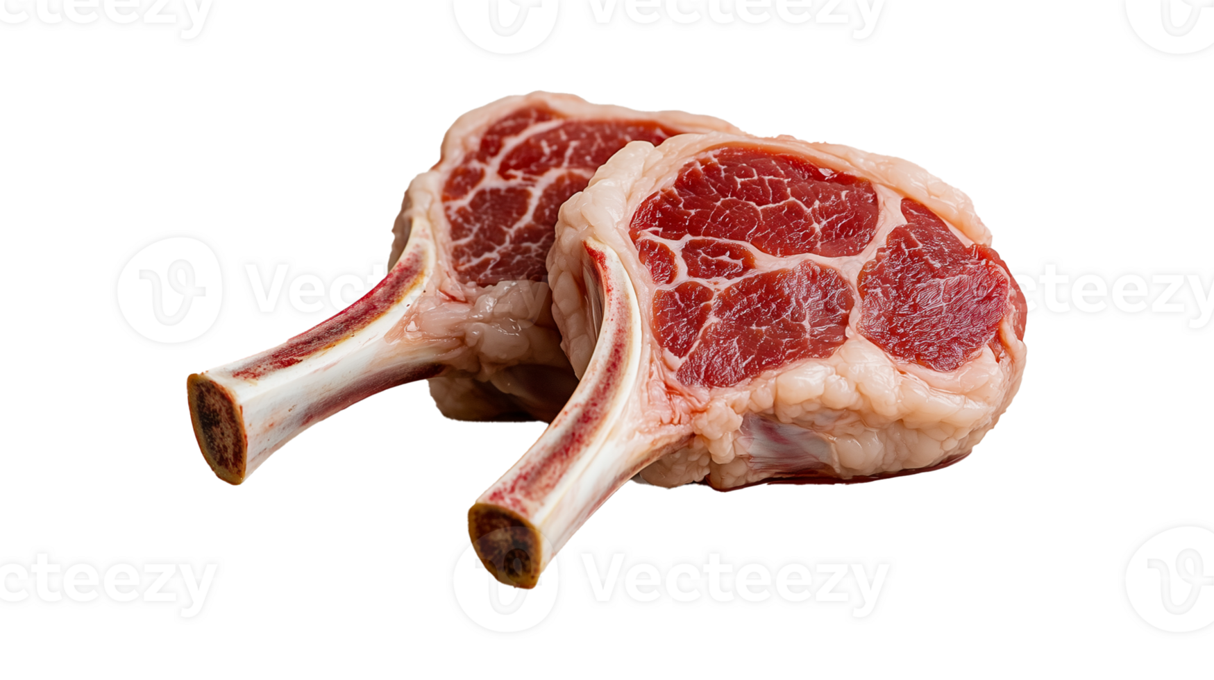 Red Meat and White Fat Lamb Chops Isolated png