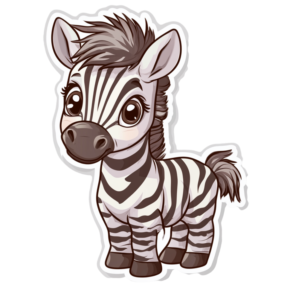 zebra cartoon sticker on transparent background png