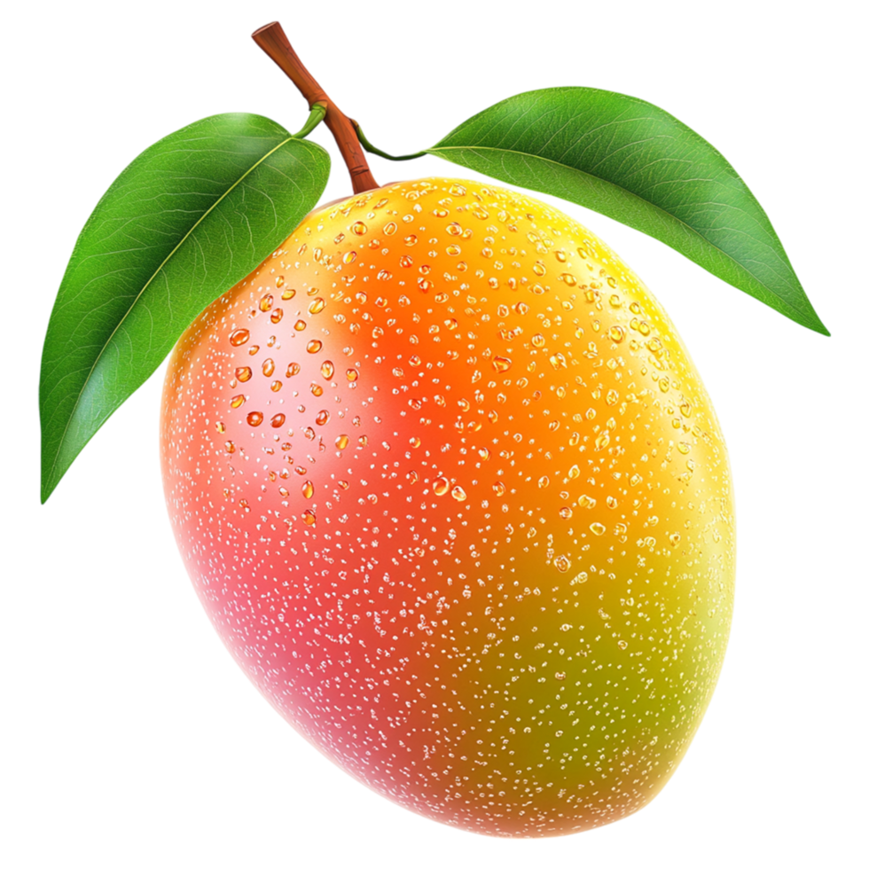 mango fruit with water drops on transparent background png