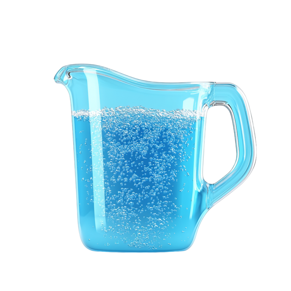 a blue pitcher with bubbles on a transparent background png