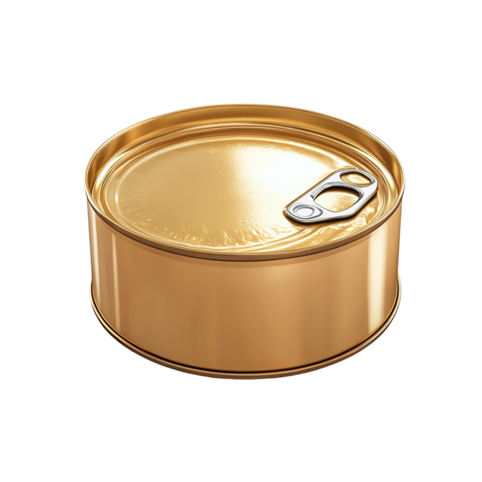 golden tin can on transparent background png