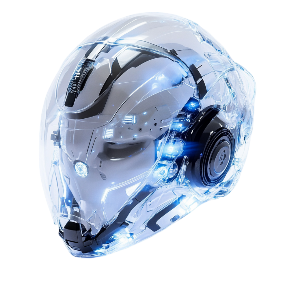a glowing helmet isolated on transparent background png