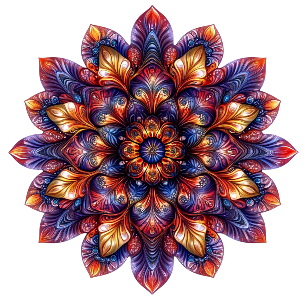 Colorfull Mandala design isolated on transparent background png