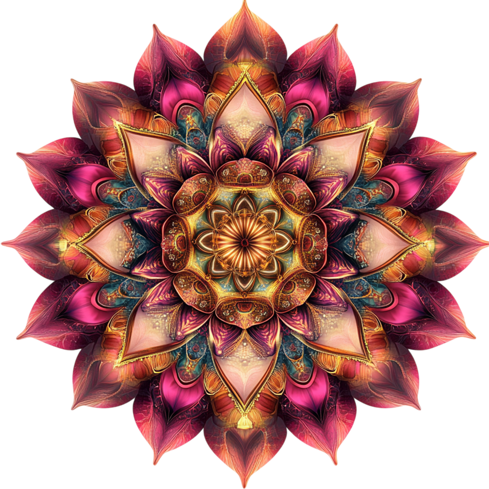 a flower with a circular mandala design in the center png