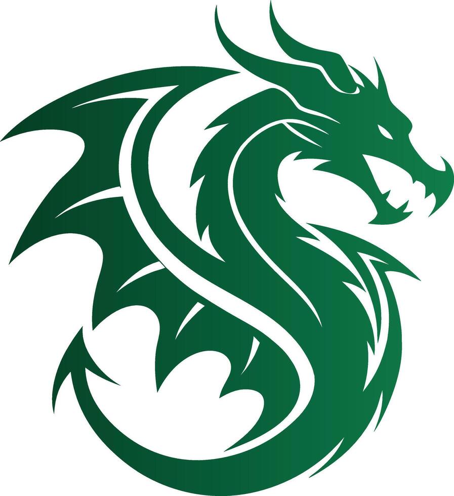 Green dragon with intricate details, capturing its fierce spirit and timeless allure vector