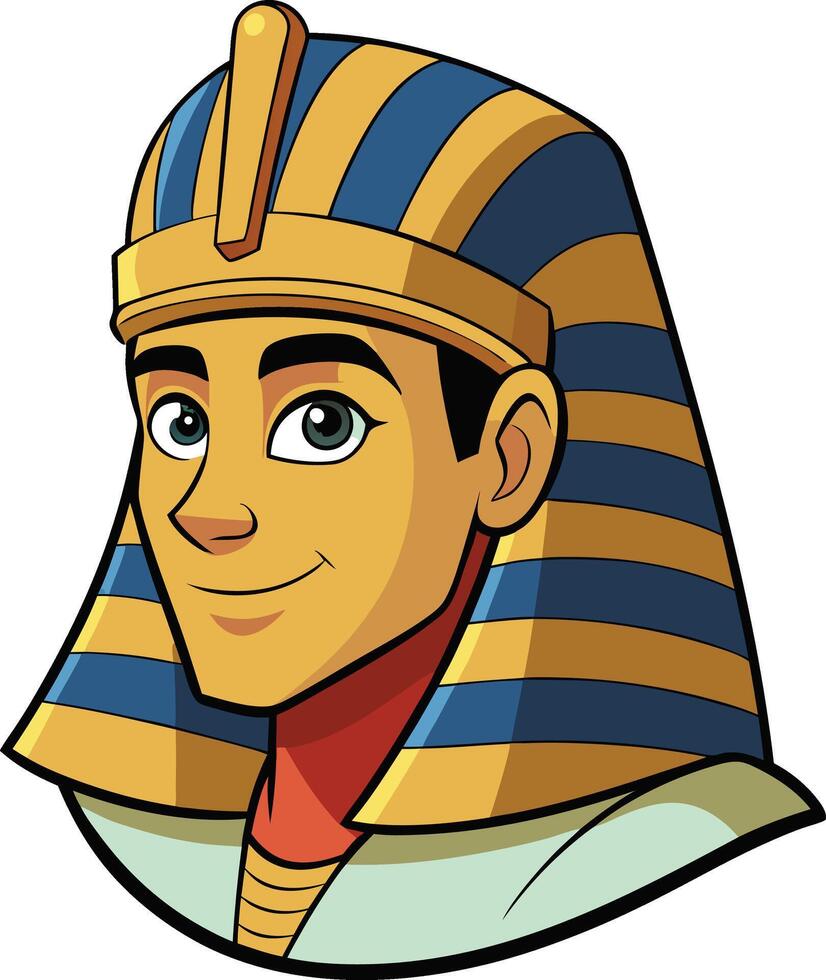 Egyptian pharaoh, adorned with iconic headwear and a serene expression vector