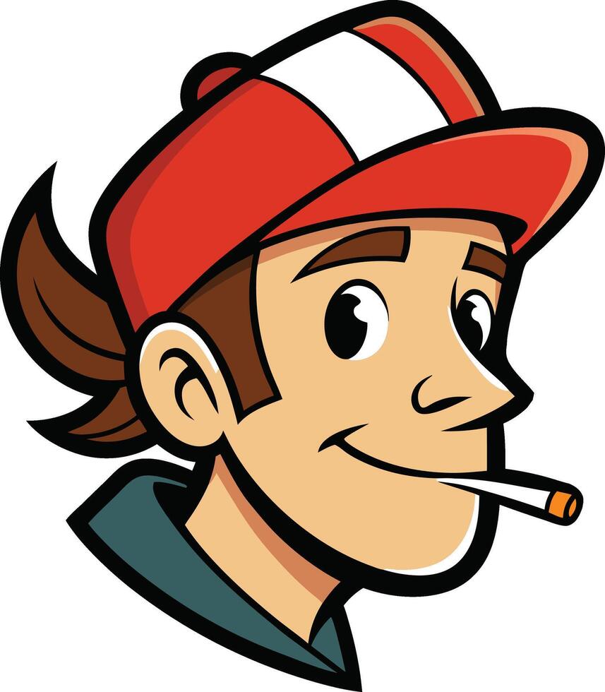 Worker with a cigarette in his mouth vector
