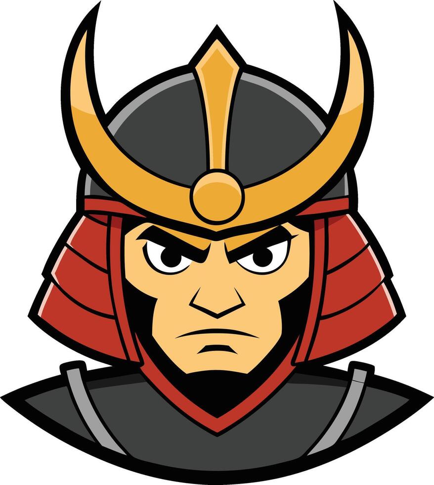 Samurai warrior mascot front view vector