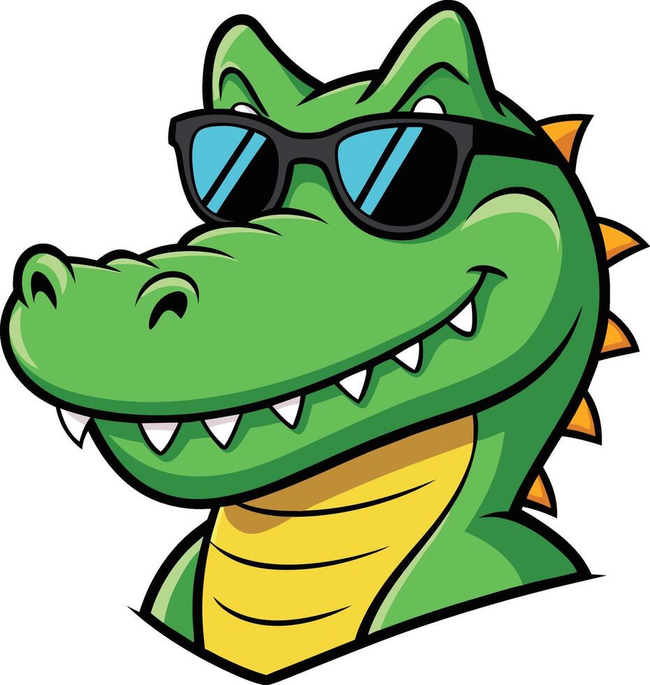 Crocodile wearing sunglasses Logo, Mascot, icon vector