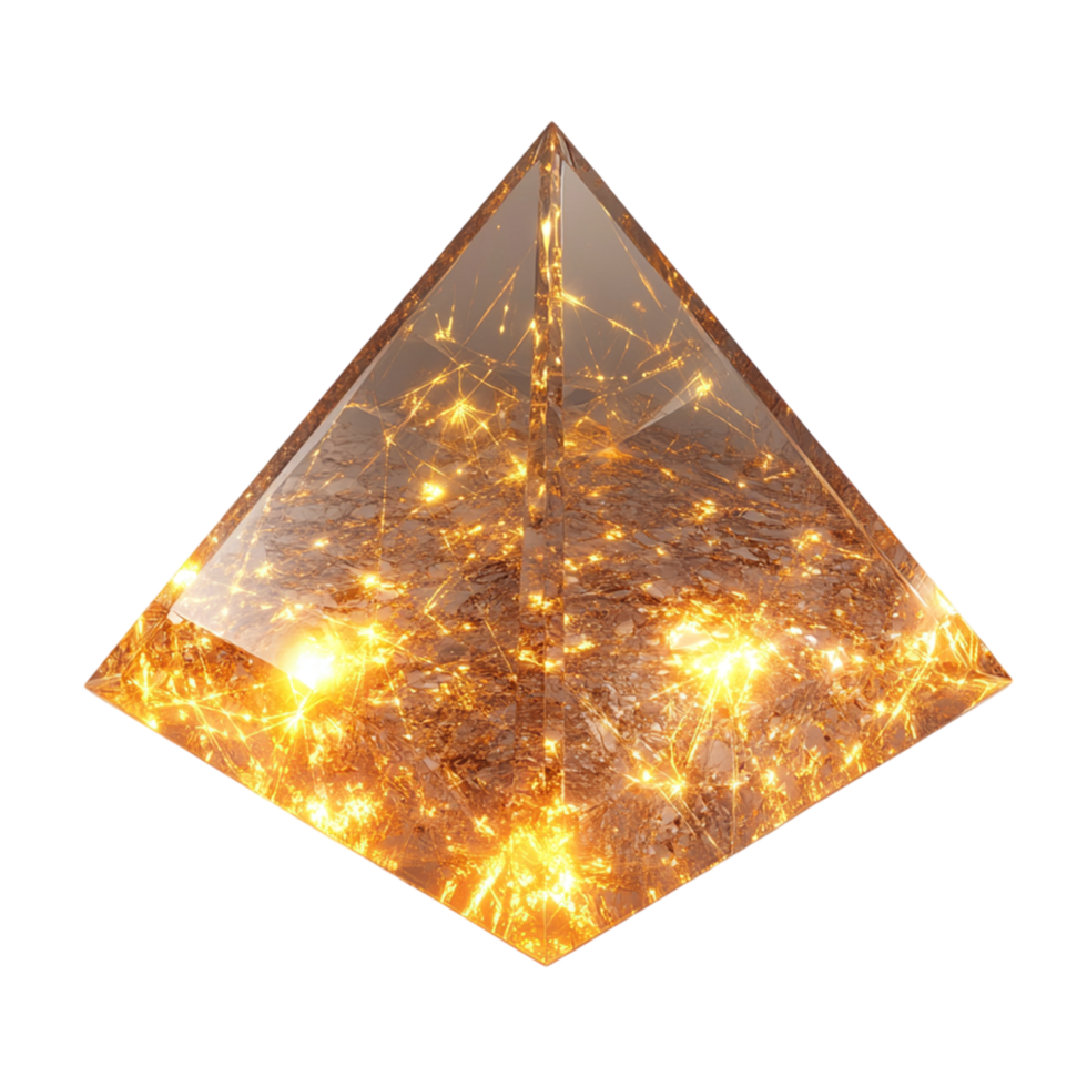a pyramid with glowing lights on isolated on transparent background png