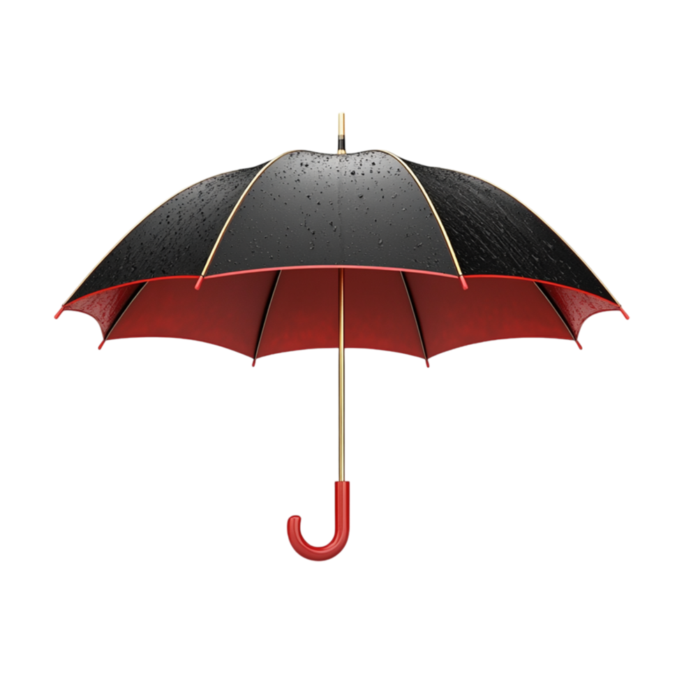 an umbrella with red and black stripes isolated on transparent background png