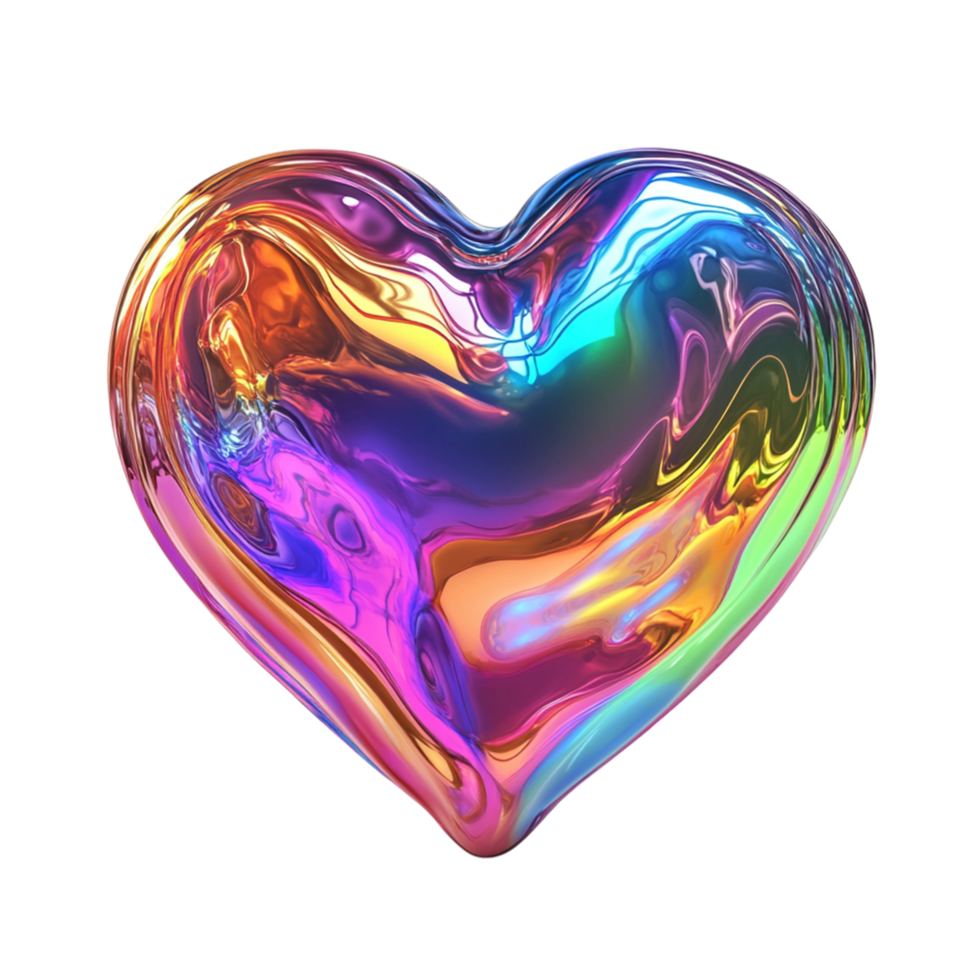 a heart shaped liquid with a rainbow color png