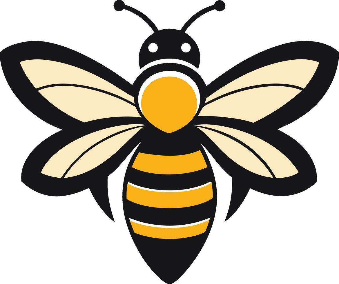 Honeybee, showcasing its iconic stripes and wings, a perfect representation of nature's little worker. vector