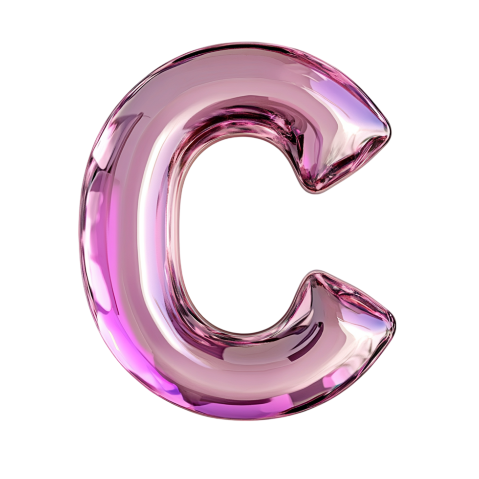 the letter c in pink, shiny, isolated on transparent background png