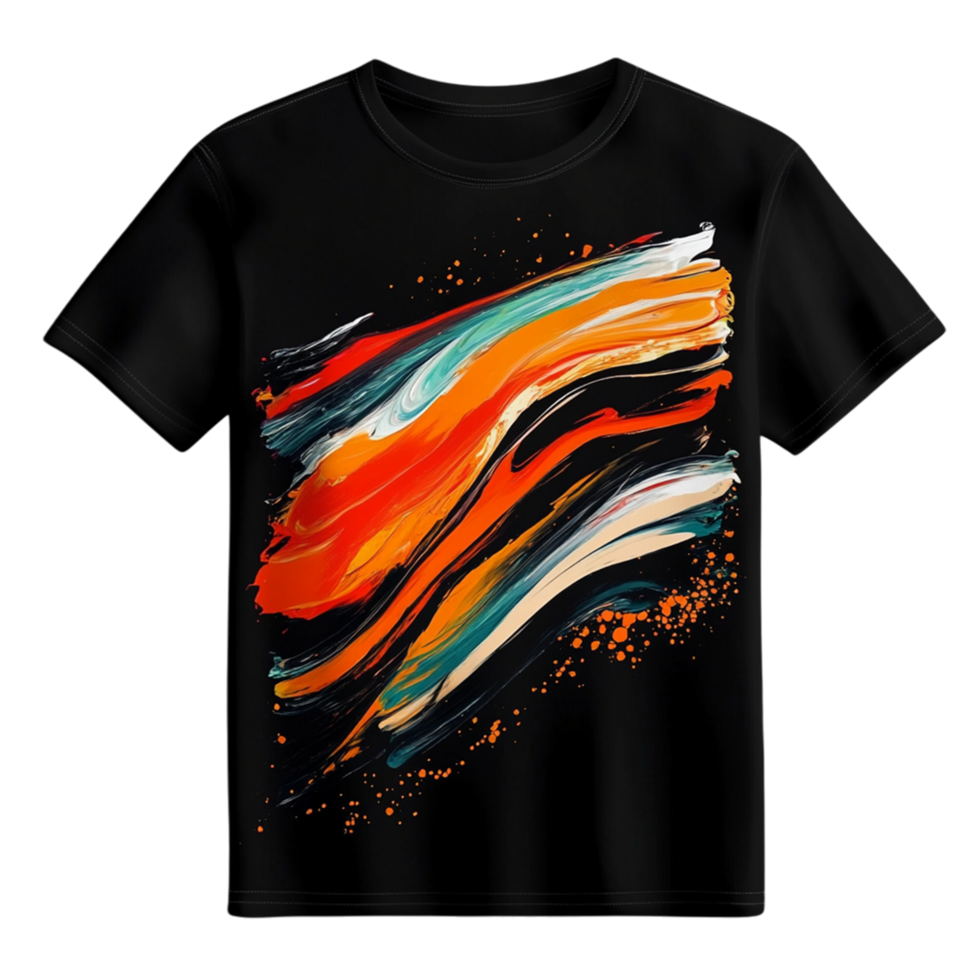 an abstract t - shirt with a colorful paint splatter png