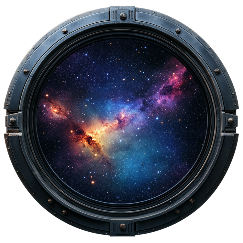 the space view from a porthole window png