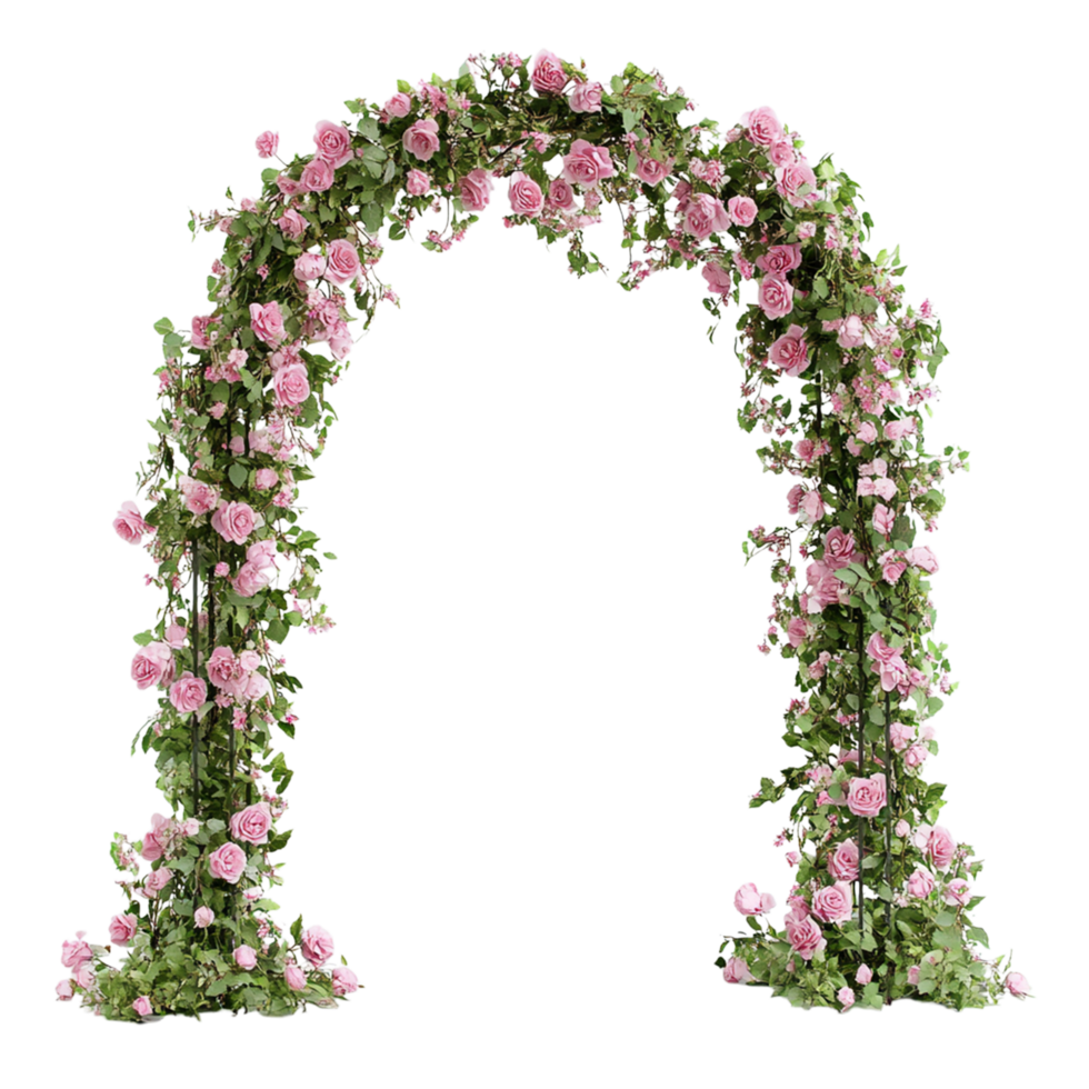 a pink arch with flowers on it isolated on transparent background png