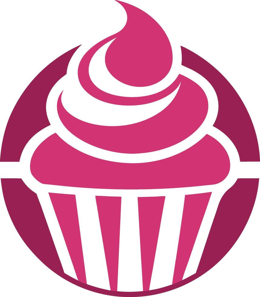Cupcake logo, featuring a stylized pink frosting and a classic paper cup design vector