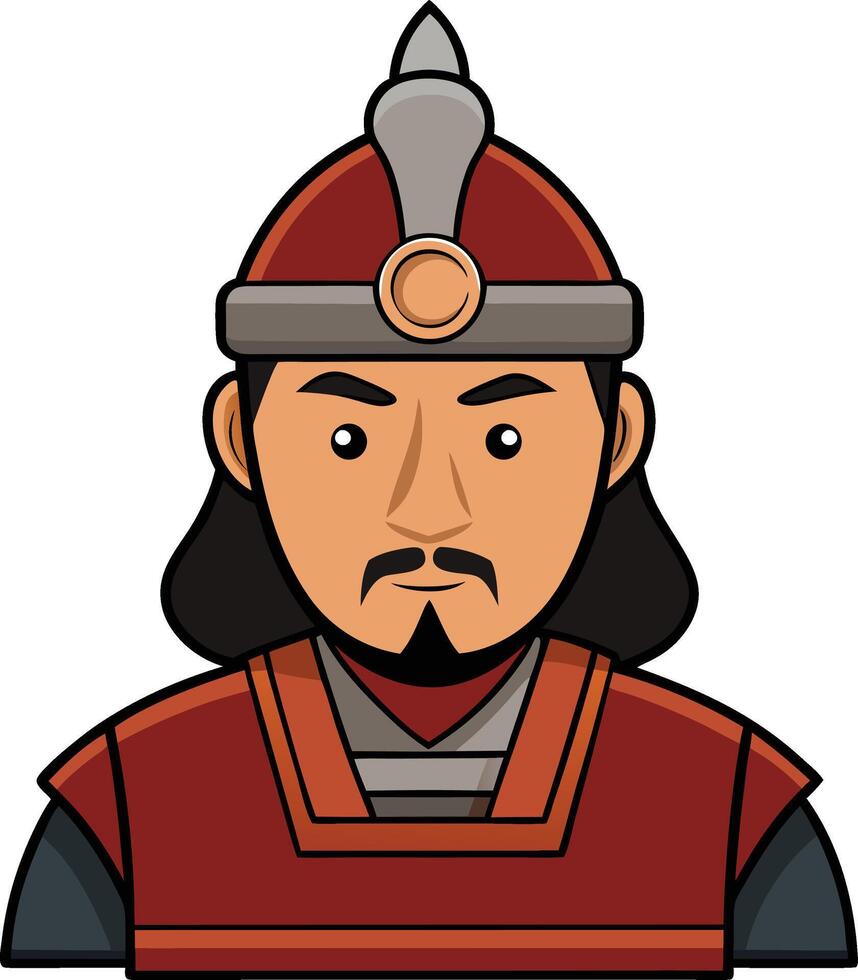 mongolian warlord front view logo vector