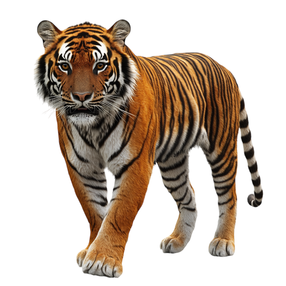 a tiger walking on a transparent background png