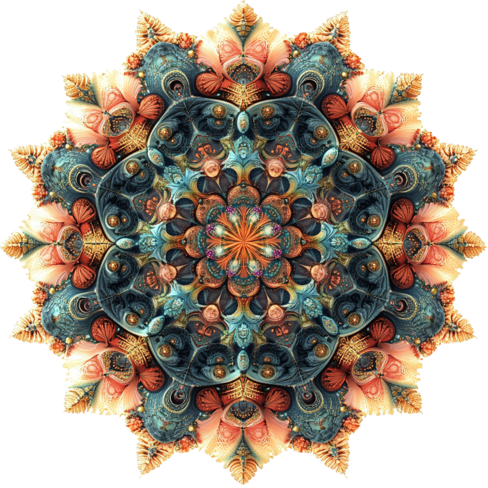 Mandala color full design isolated on transparent background png