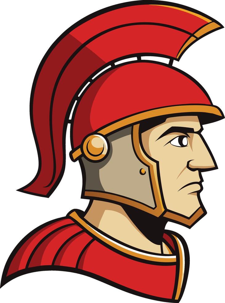 Roman warrior is depicted in profile, showcasing the iconic helmet, capturing the strength and valor of ancient times vector