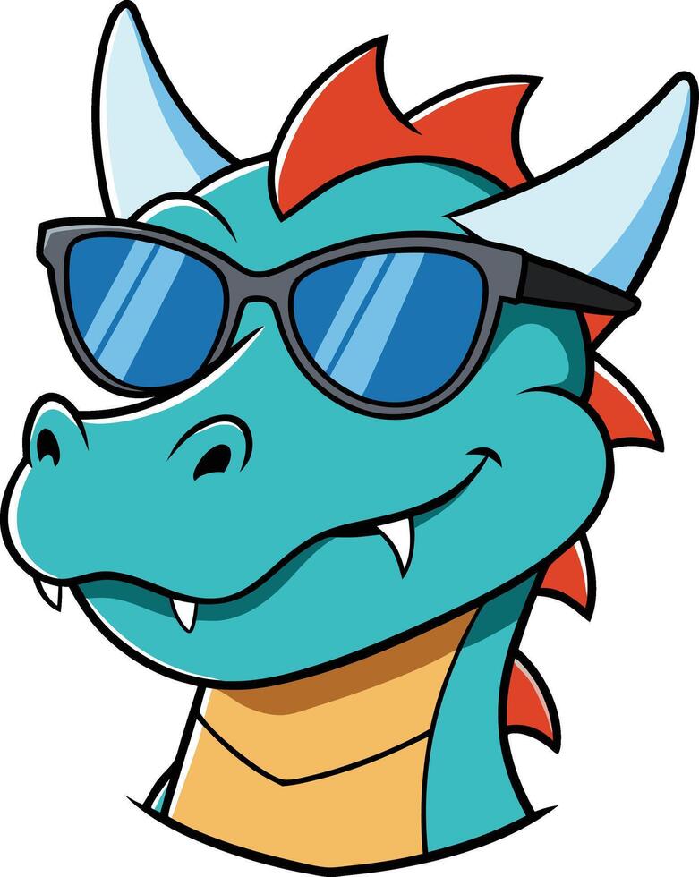 Dragon with a playful sunglasses Logo, Mascot, icon vector