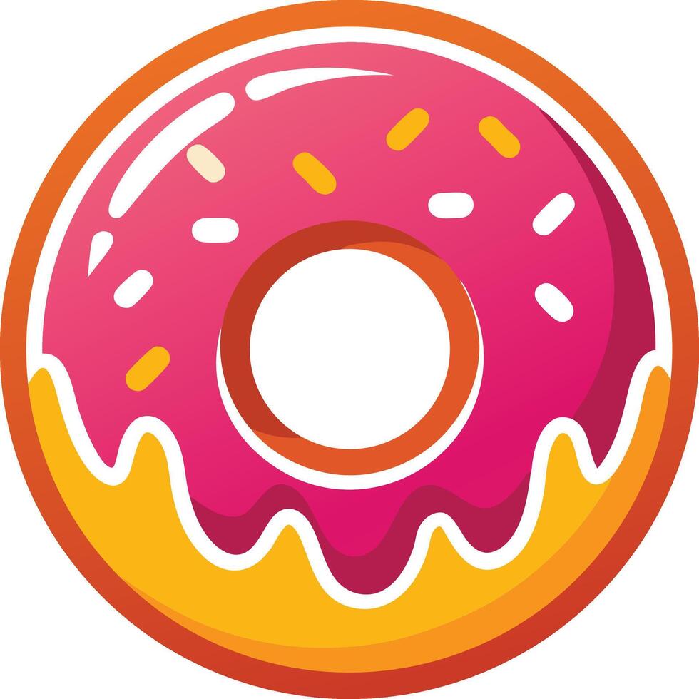donut with vibrant pink frosting and colorful sprinkles, inviting a sense of indulgence vector