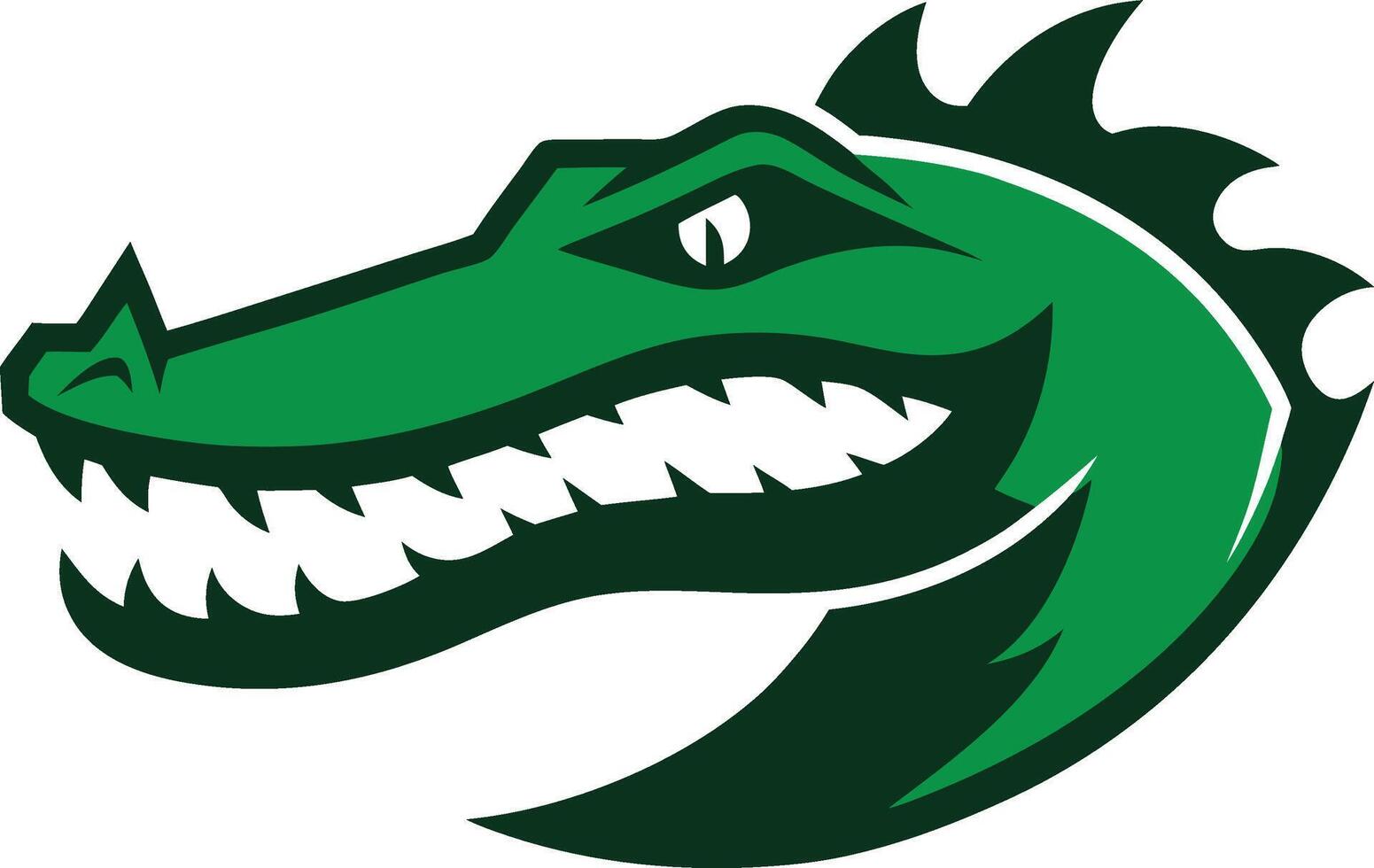 Alligator head, fierce eyes and sharp teeth, creating a striking graphic vector
