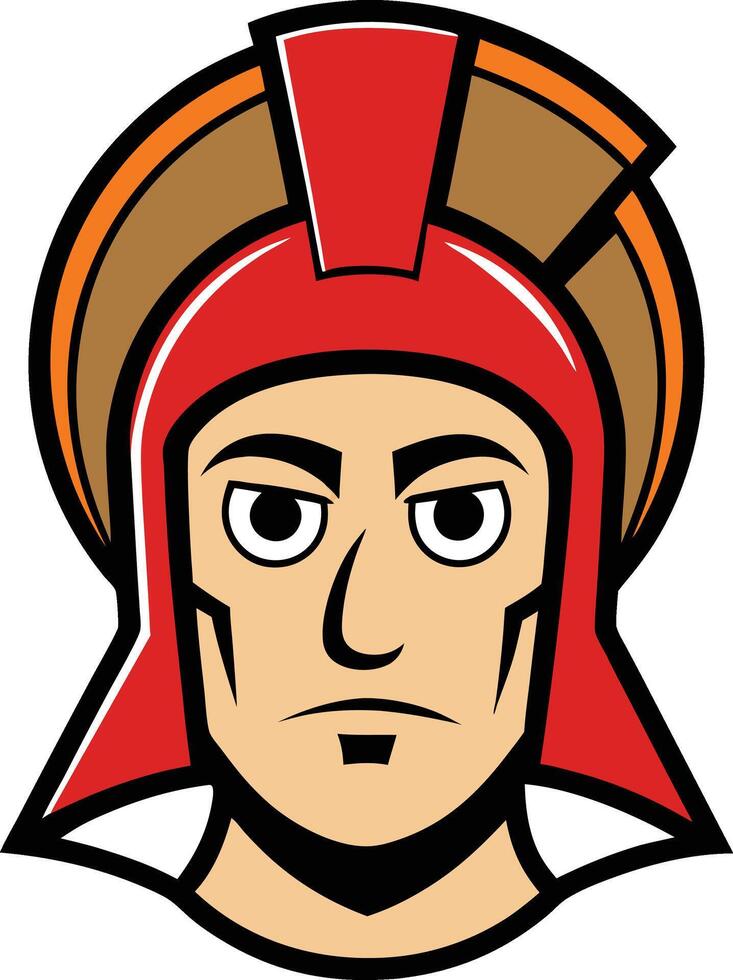 Gladiator in full helmet and attire, embodying strength and valor vector