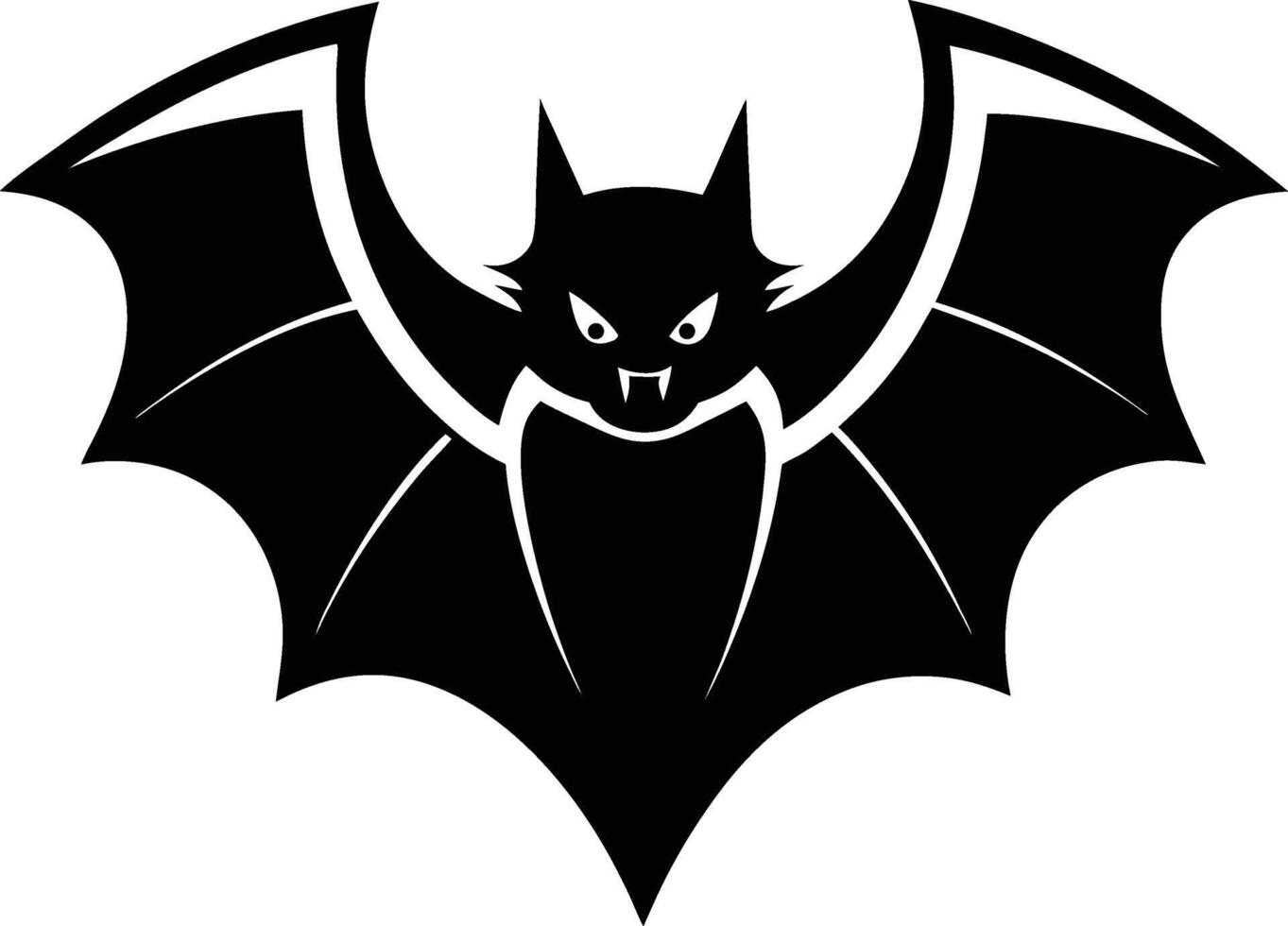 Bat with spread wings, captured in a striking black and white contrast vector