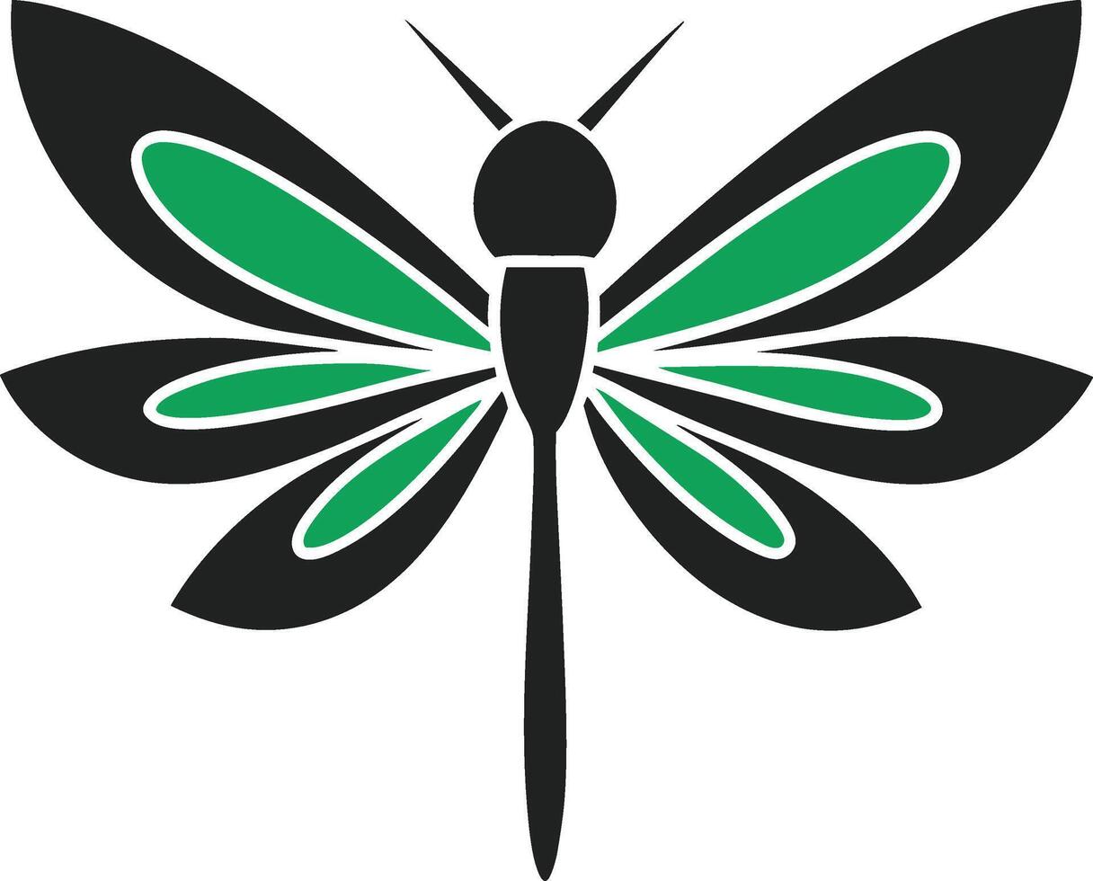 Dragonfly icon in a modern, graphic design vector