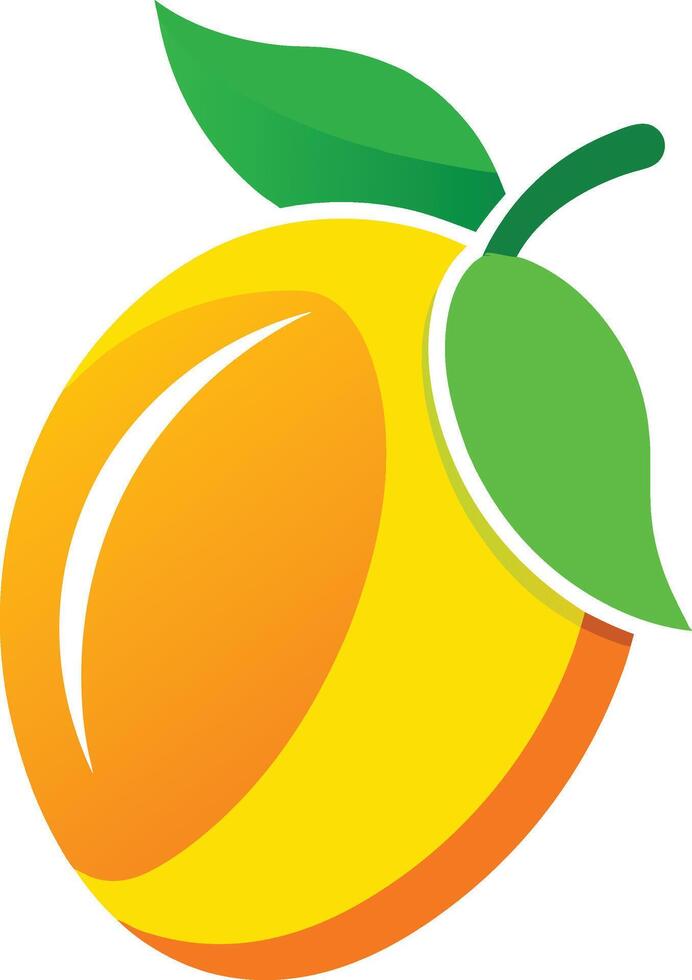 Mango, showcasing its juicy flesh and fresh green leaves vector