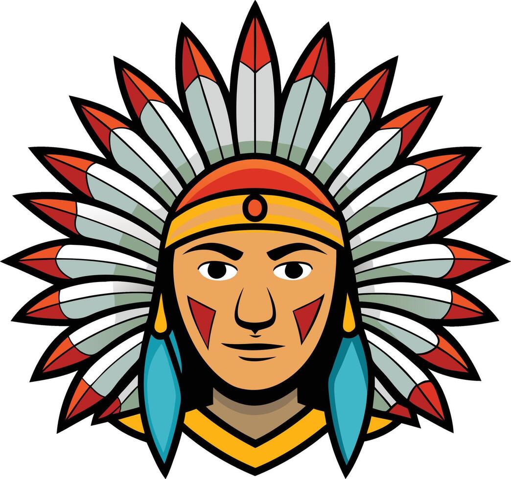 Native American Portrait logo design vector