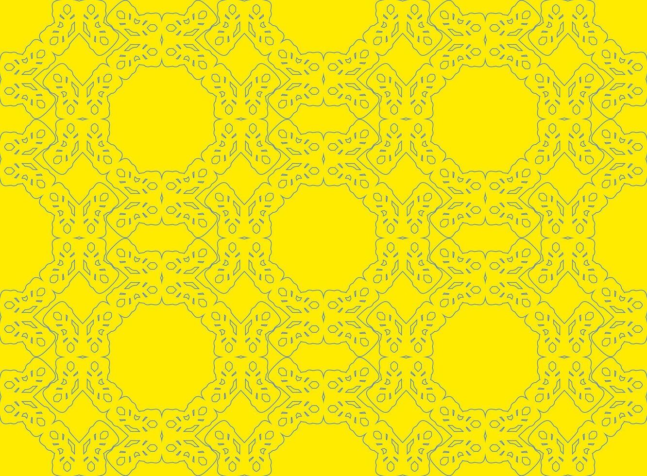 Seamless ornate pattern. Bright yellow background. Light blue outlines. Intricate details. Symmetrical design. Vintage style. Decorative motif. Seamless texture. Flat . vector