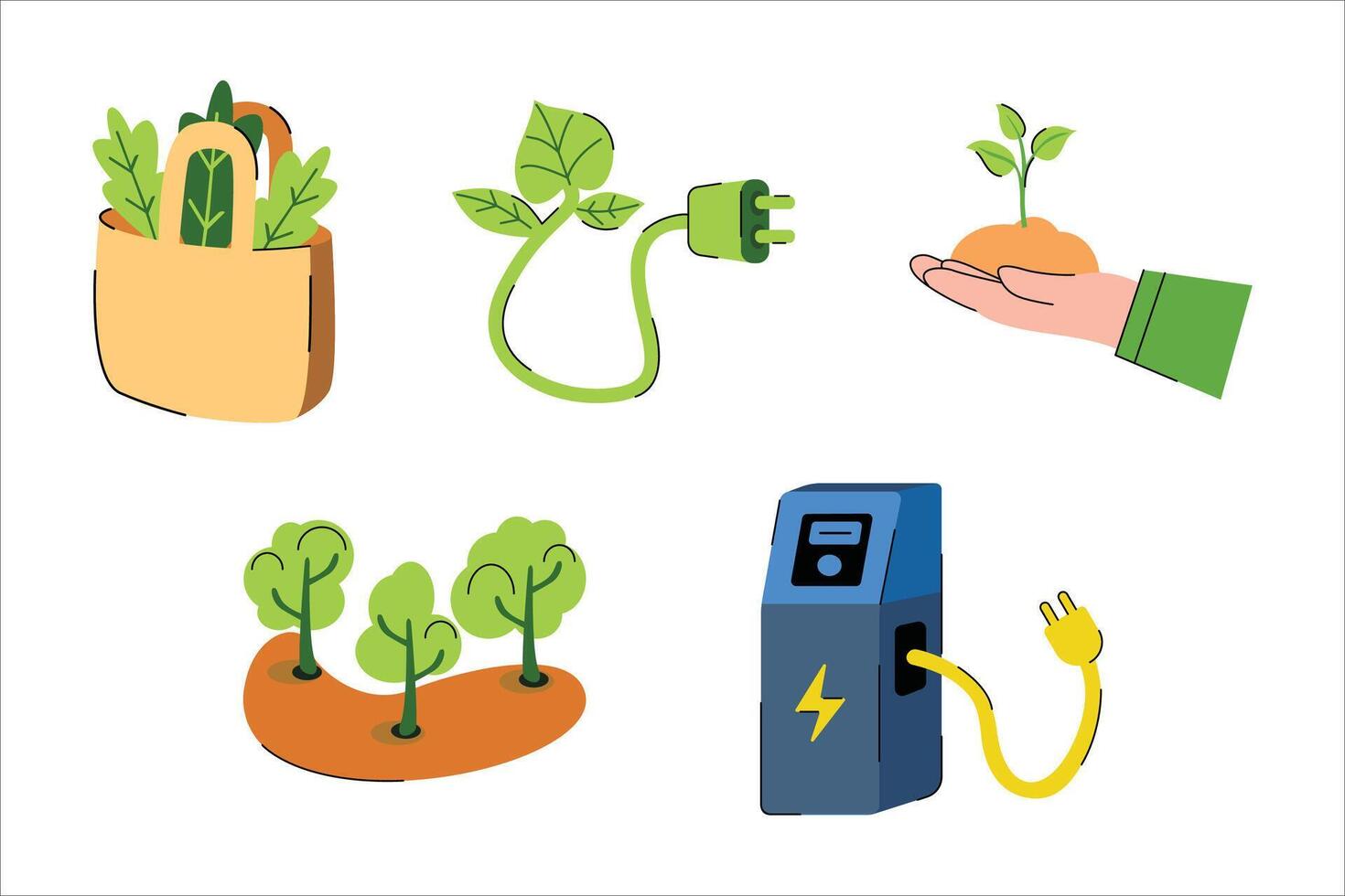 Depiction of Eco-Friendly Initiatives and Sustainable Lifestyle Choices vector