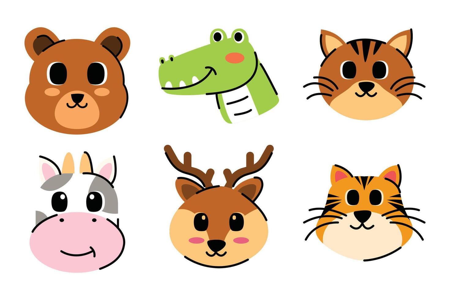 Adorable animal faces in a cheerful arrangement for children's designs vector