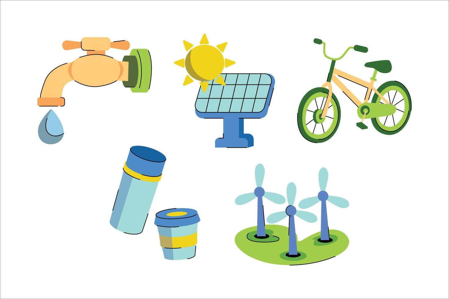Illustrative representation showcasing sustainable eco-friendly practices, energy saving vector