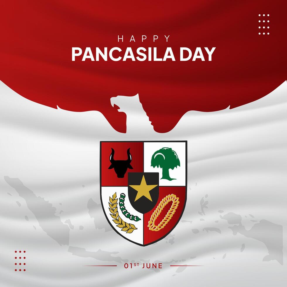 Happy Pancasila Day 1st June of Indonesia ideology with Pancasila illustration vector
