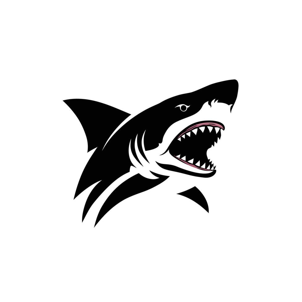 An abstract representation of a great white shark s head with its mouth wide open vector