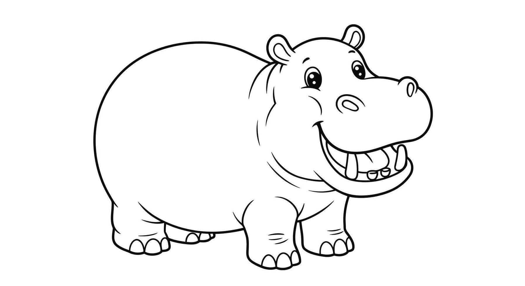 Hippo coloring pages for kids vector