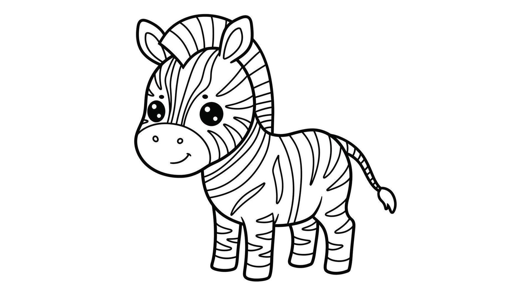 A chibi zebra coloring page for kids vector