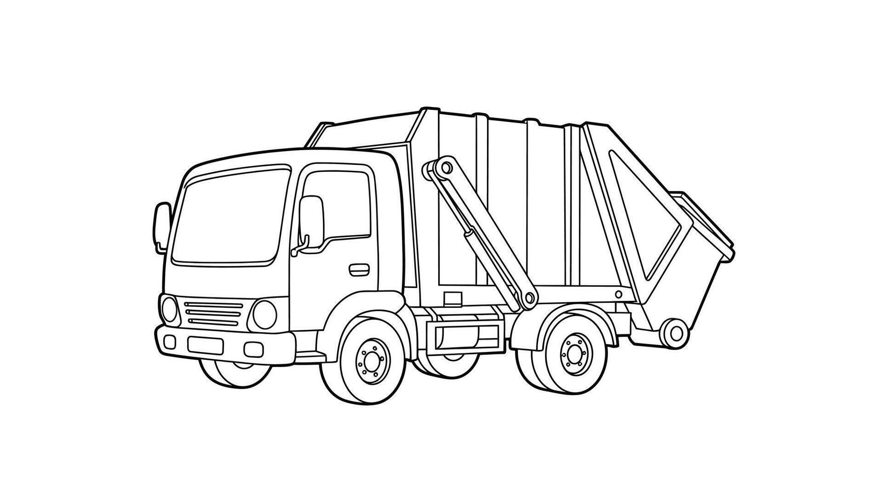A coloring page of a garbage truck vector