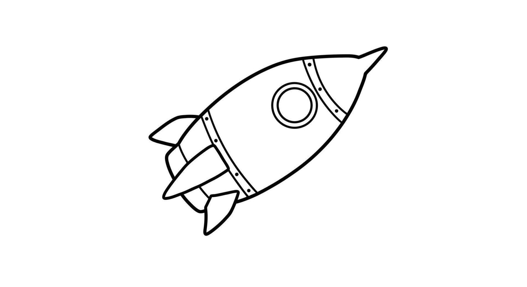 A black and white drawing of a rocket vector