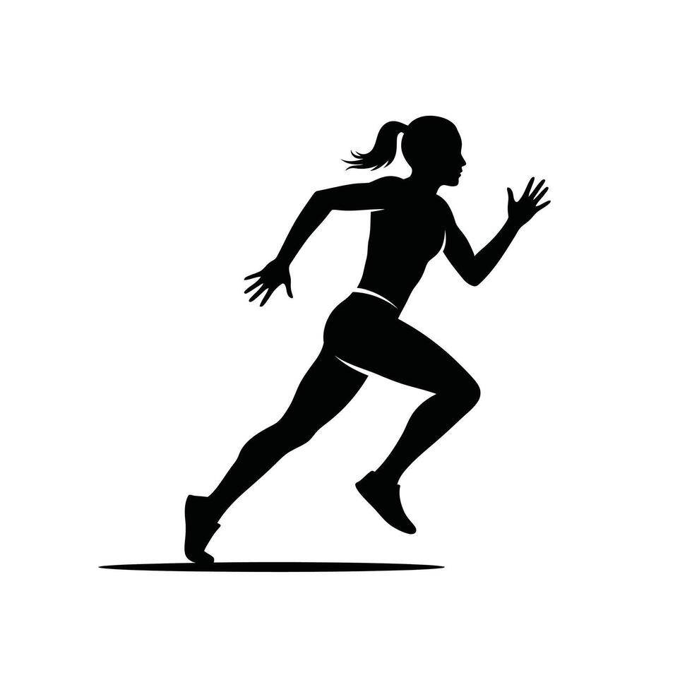 A silhouette of a woman running in a race vector