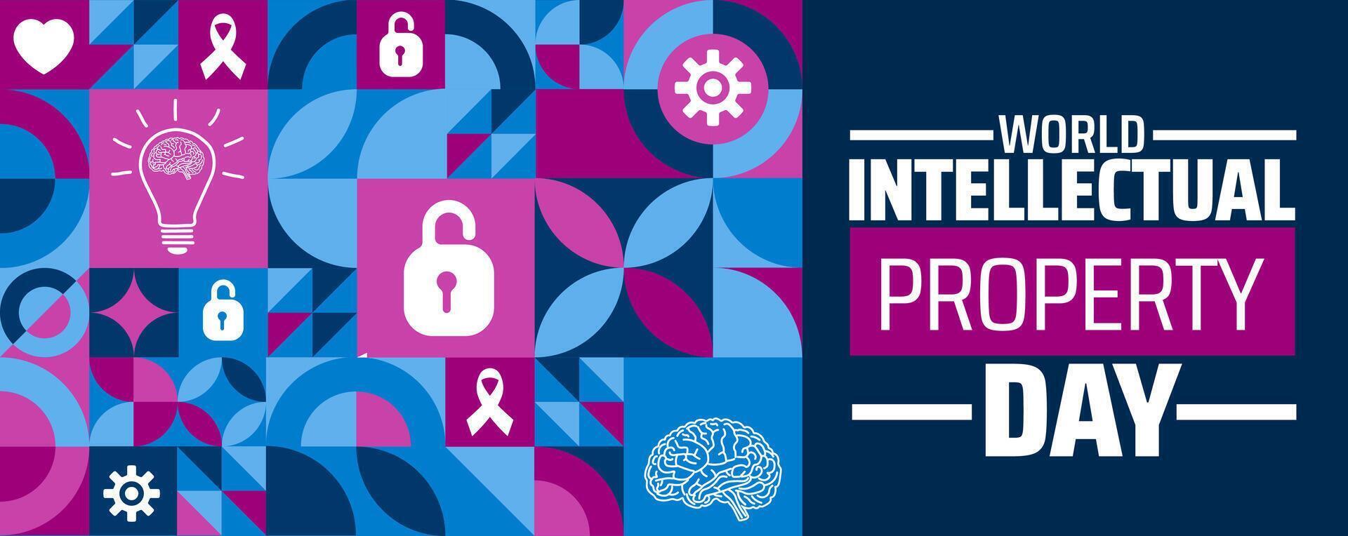 World Intellectual Property Day geometric shape pattern background banner or poster design template. observed every year in April. vector