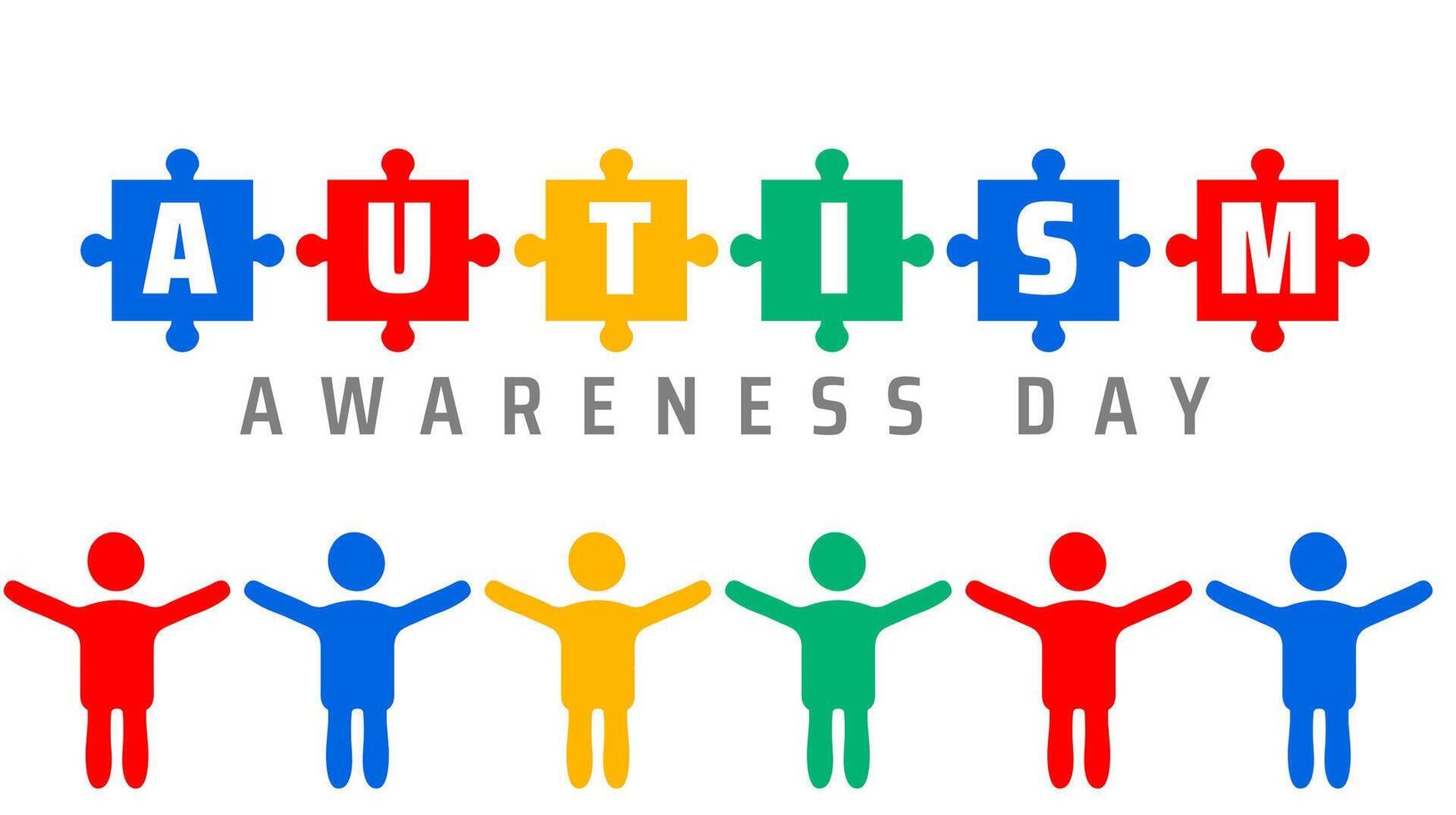 World Autism awareness day background banner or poster design template with child or kids colorful icon design. Autism is a Developmental disability caused by difference in brain. observed every year vector
