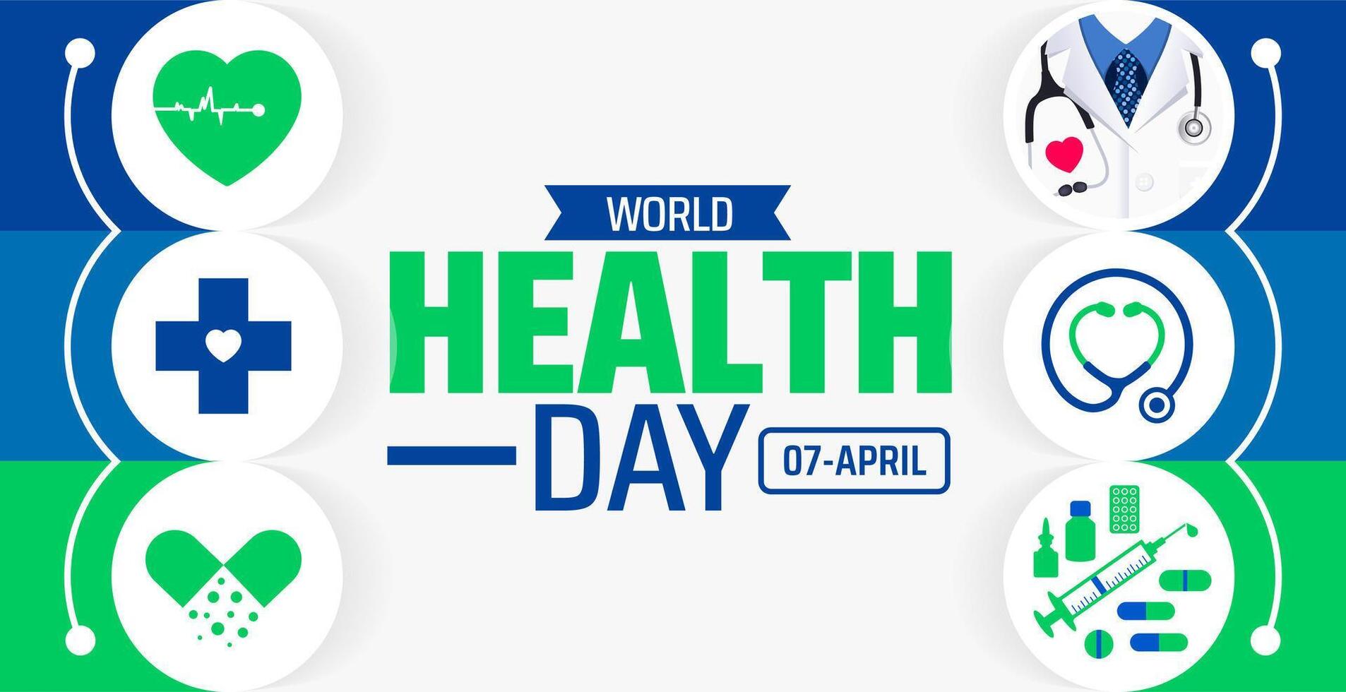 World Health Day background banner or poster design template. observed every year in April. Holiday concept. Use to any Template, card, poster, placard vector