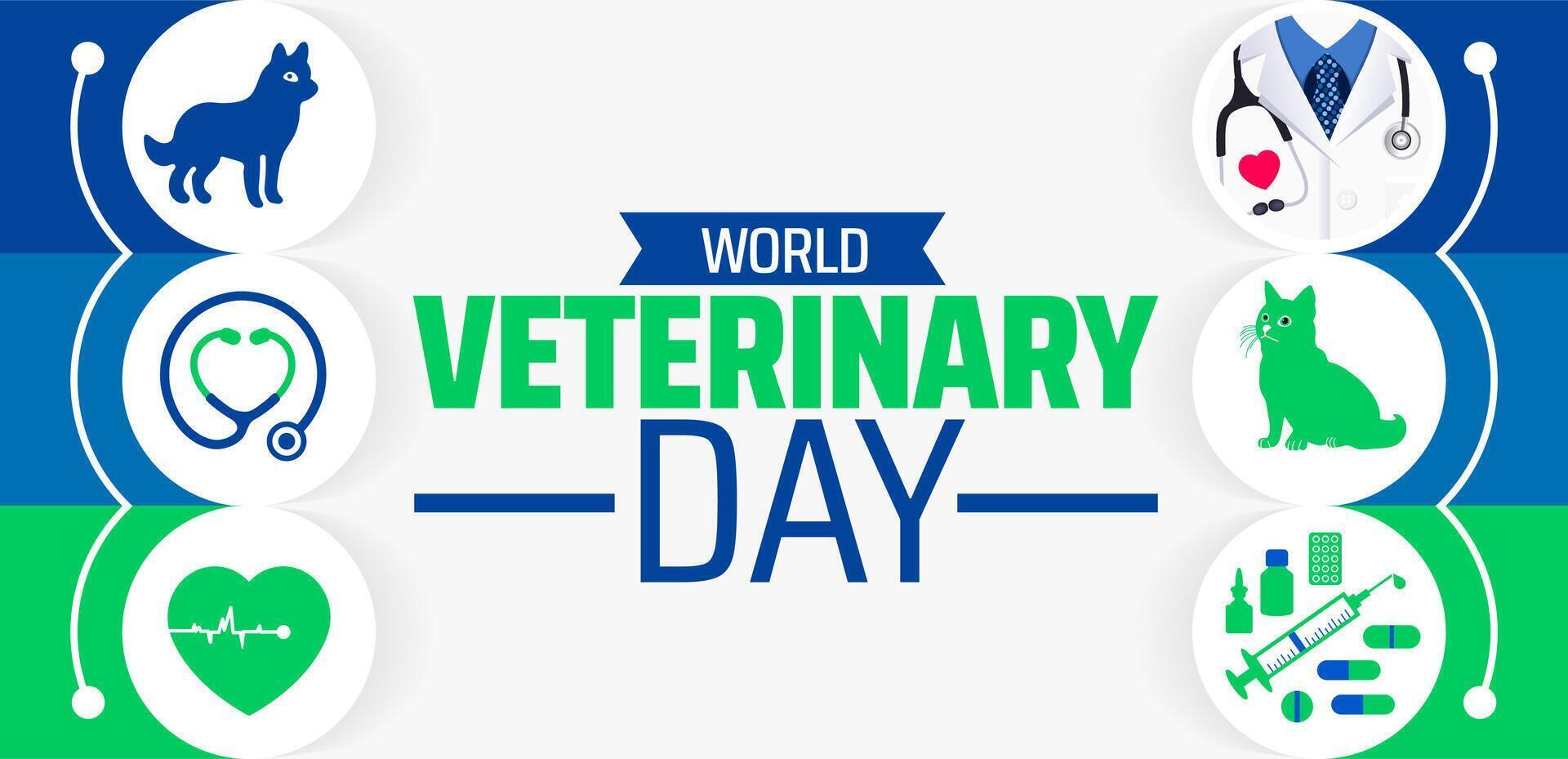 world veterinary day background banner or poster design template vector