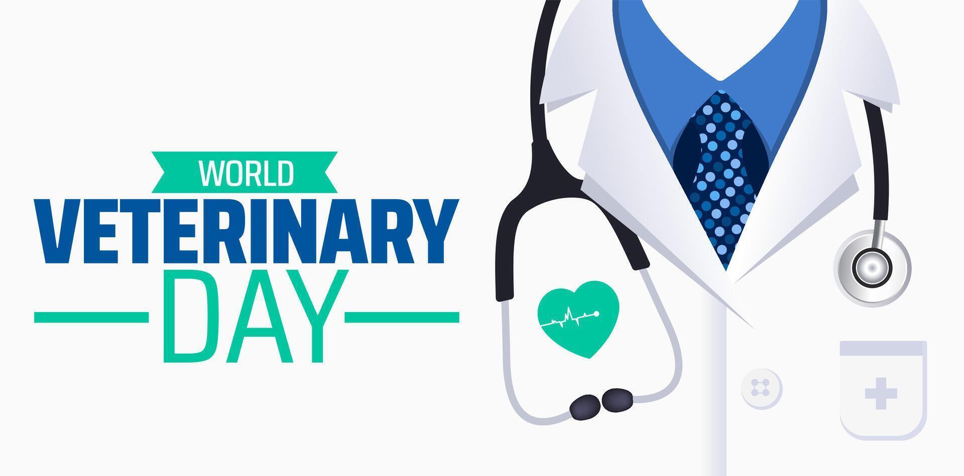 world veterinary day background banner or poster design template. observed every year in April. Holiday concept. Use to any Template, card, poster, placard. vector